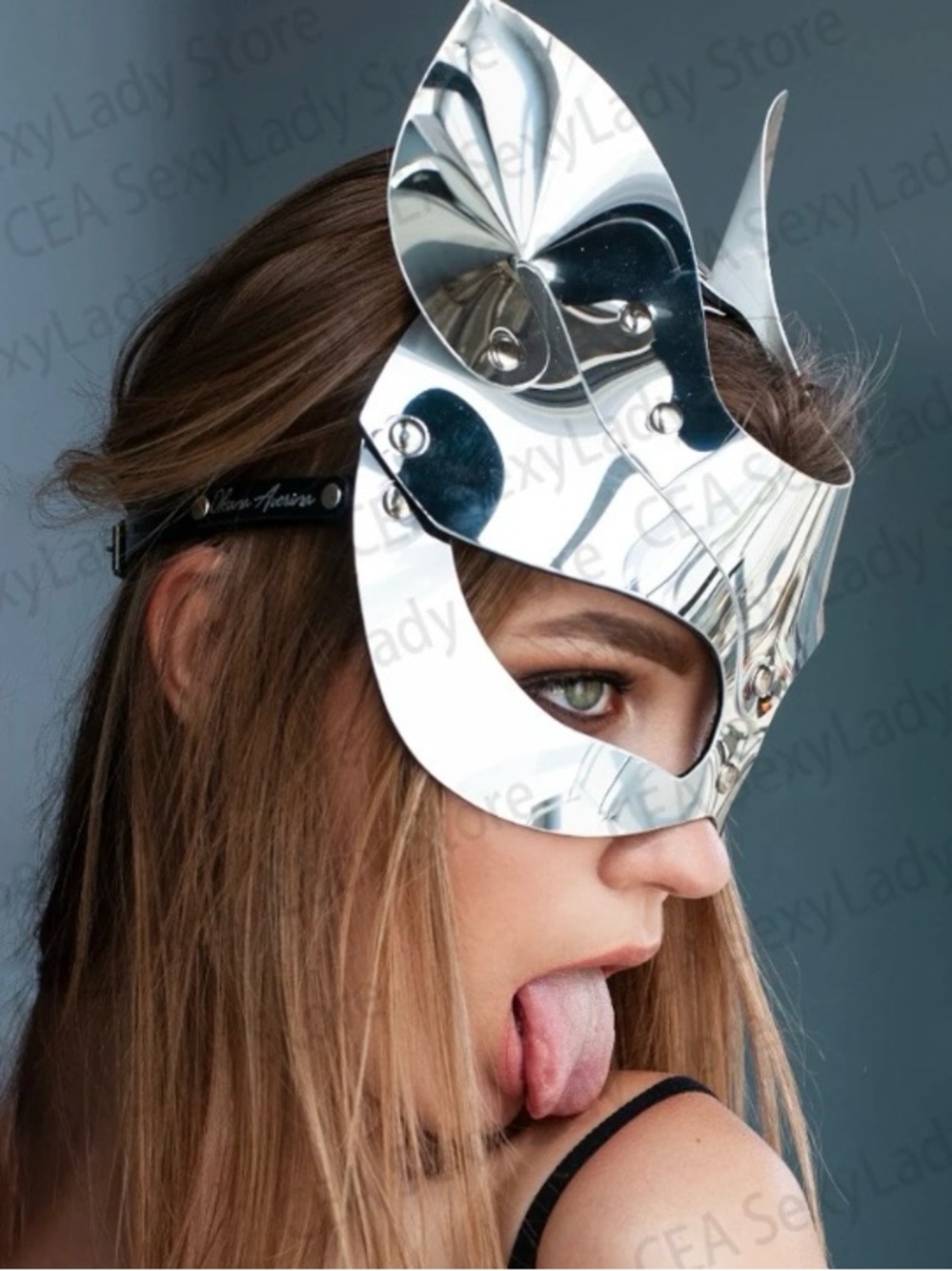 Silver Reflective Cat Face Mask